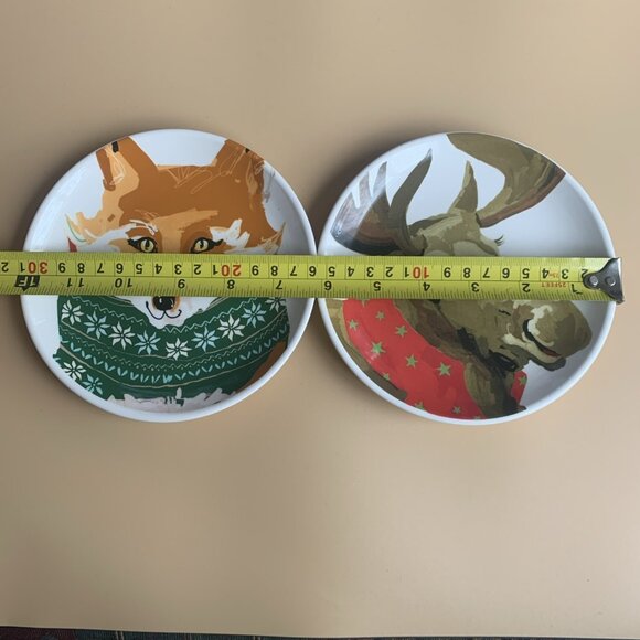 Magenta Woodland Critters Christmas Snack Plates Moose Fox 6” - Picture 6 of 6